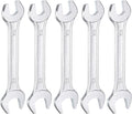 HARFINGTON 5pcs Double Open End Wrench 10mm x 15mm Metric 15 Degree Offset Angle Small Flat Head Wrench Galvanizing Open Ended Spanner for Automotive Repair Furniture Assembly