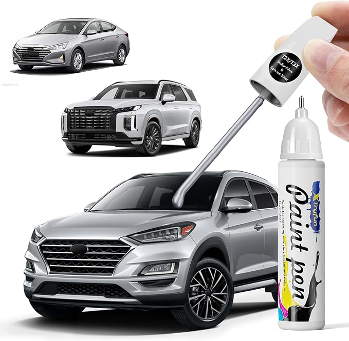 Stellar Silver/Typhoon Silver (T2X/T3X) Touch Up Paint Compatible with Hyundai, DIY Car Paint Scratch Repair, Automotive Paints, Quick & Easy Fix Scratch Repair for Tucson/Elantra/Venue/Ioniq
