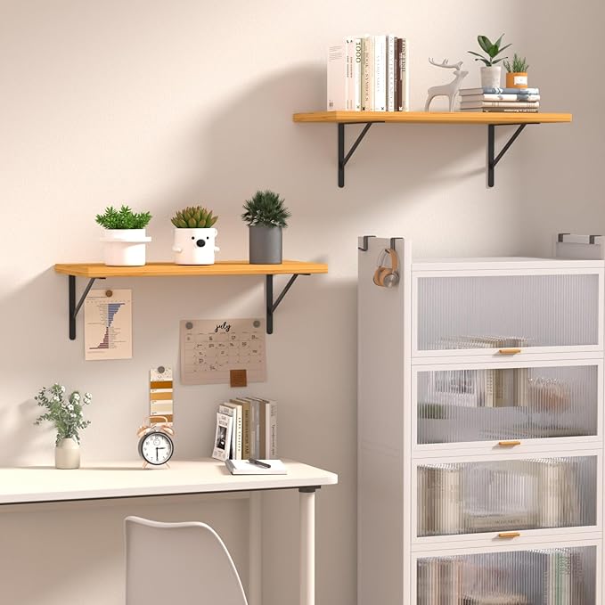 4 Pack L18 x H 12" Black Heavy Duty Shelf Brackets with Screws Metal Shelf Brackets Shelf Support Angle Brackets for Shelves L Brackets Heavy Duty Floating Shelf