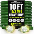10ft Outdoor/Indoor Extension Cord 14/3 Gauge Heavy Duty 3 Prong SJTW, Waterproof, Flexible Cold-Resistant Long Power Cord,15A 125V 1875W, Green by LifeSupplyUSA