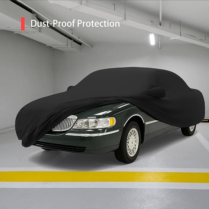 Soft Stretch Old Classic Car Cover Custom-fit for Lincoln Town Car 1998-2011 Full-Size Luxury Sedans Accessories for Indoor Underground Garage Car Show & Storage Dust Protection 215.4in