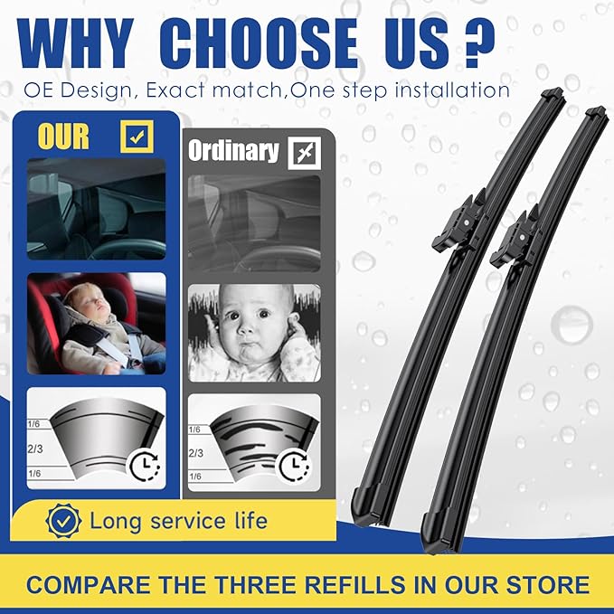 3 wipers Replacement for Chevrolet Traverse 2012-2017, Windshield Wiper Blades Original Equipment Replacement - 24"/21"/13" (Set of 3) Pinch Tab