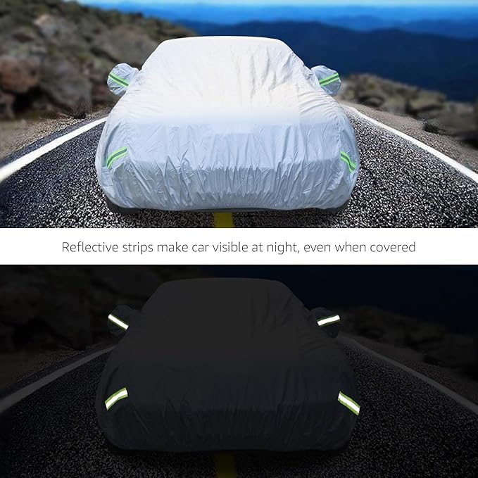 Amazon Basics Silver Weatherproof Car Cover - 150D Oxford, Sedans up to 170"