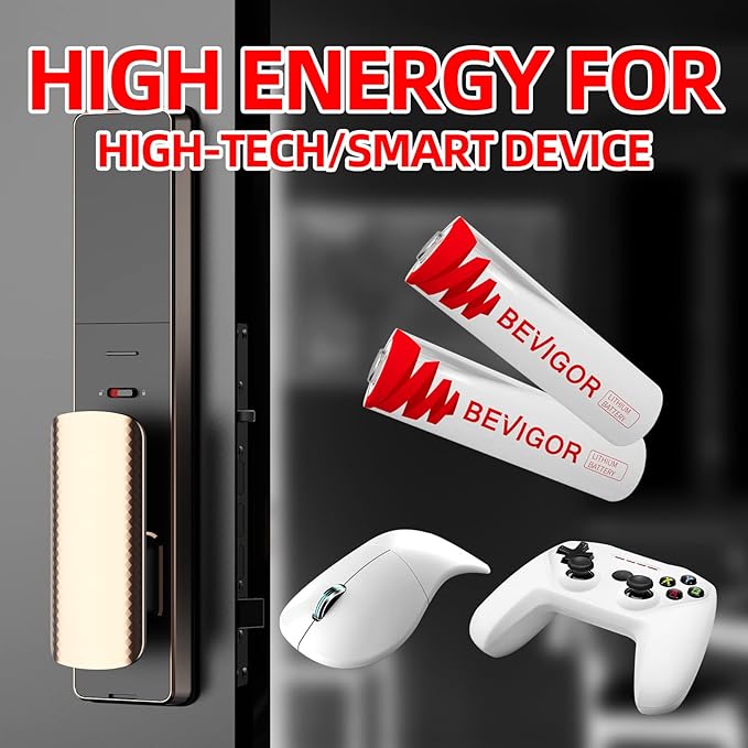 BEVIGOR Lithium Batteries AA Size, AA Battery 4 Pack, 3000mAh Double A Batteries, 1.5V Double A Battery, Longer Lasting Lithium Iron Batteries for Flashlight, Toys, Remote Control【Non-Rechargeable】