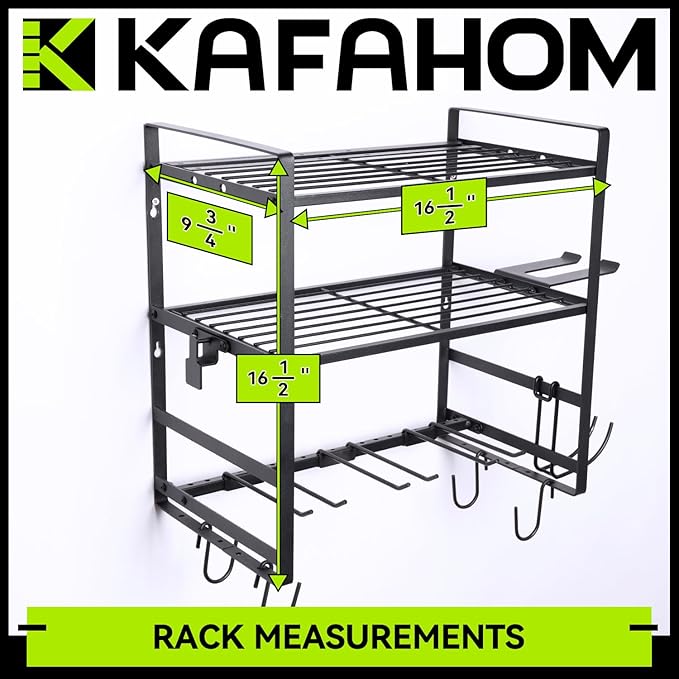 KAFAHOM Leaf Blower and Weedeater Hanger,Lawn Power Tool Organizer Wall Mount Rack Hanger for Leaf Blower and Weed Eater,Heavy Duty Lawn Tool Storage and Organization with Hooks