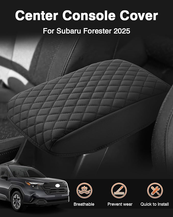 Shademax Custom for 2026 2025 Subaru Forester Center Console Cover Armrest Cover for Subaru Forester Accessories 2025 Arm Rest Cushion Pad Leather Middle Console Cover Armrest Seat Box Protector