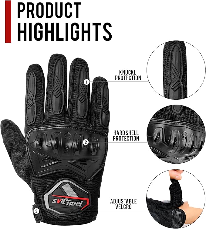 BORLENI Motorcycle Riding Gloves Touch Screen Full Finger Glove Motocross Road Racing Bike Outdoor Sports for Women Men