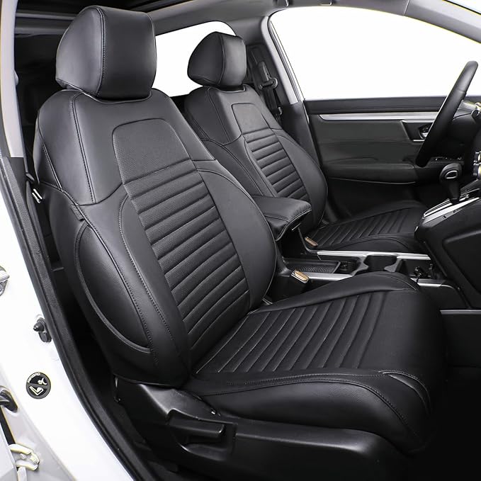 EKR Accord Car Seat Covers Custom for Honda Accord 2013-2016 LX,EX,EX-L,Sport,Touring,Sport SE & 2017 LX,Reat Row W/Solid Backrest,Seat Cover Full Set,Car Seat Protector-Leather(Black)