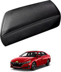 Autorder Center Console Cover for Hyundai Elantra 2021-2025 2026 Accessories Carbon Fiber Armrest Cover Anti-Scratch Leather Armrest Protector (Automatic Brake Only, Not for Handbrake)