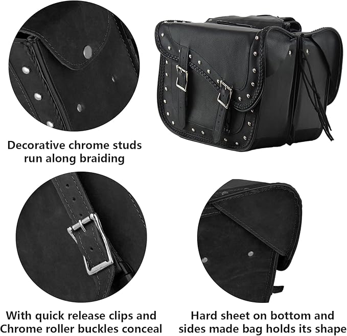 GARGOYLE BELLS Genuine Leather Motorcycle Saddle Bags Motorcycle Luggage Bag For Softails Sportsters Dyna ect