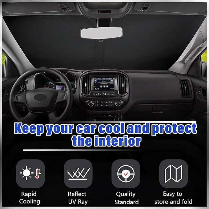 Sze Windshield Sunshade for 2015-2022 Chevrolet Colorado Retractable Front Window Sun Shade Foldable UV Reflector Sun Visor Insulation Sun Protection