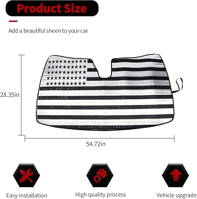 RT-TCZ Windshield Sunshade Sun Shade Heat Shield Window Sun Visor Mat for Dodge Durango 2011-2024,US Flag