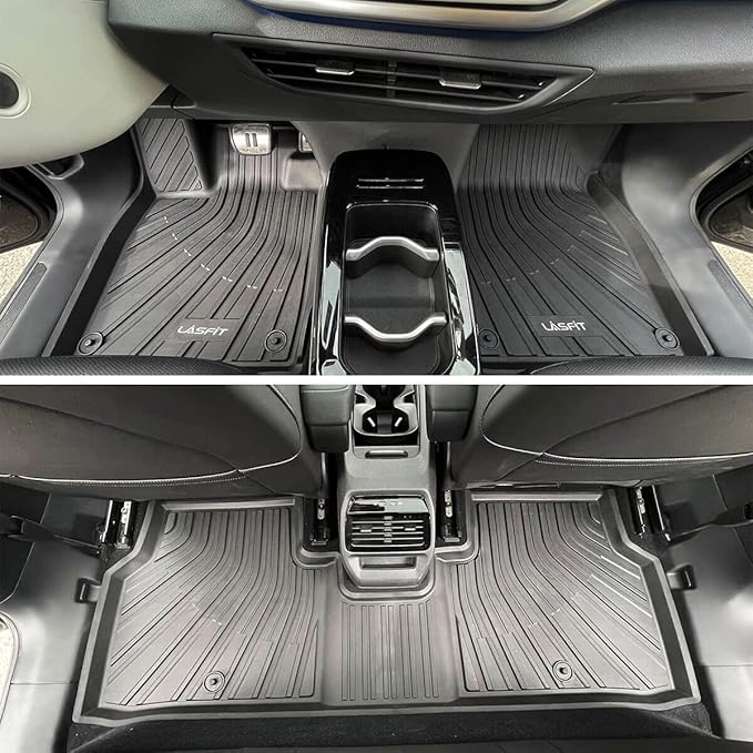 LASFIT Floor Mats Fit for Volkswagen ID.4 2025 2024 2023 2022 2021, Custom Fit TPE All Weather Waterproof Floor Liners 1st & 2nd Row Car Mats, Black