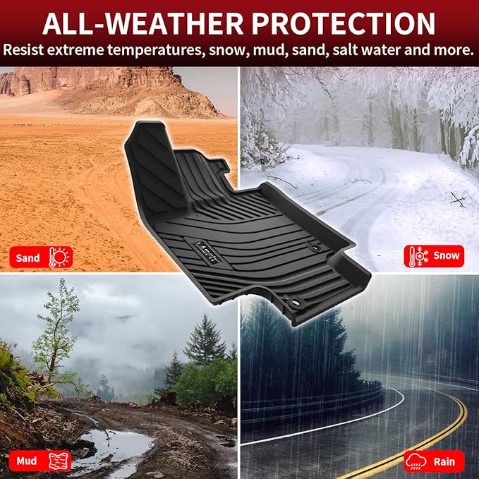 LASFIT Floor Mats&Trunk Mats for Toyota Highlander 8 Seats 2020-2025 (Not for Hybrid), All Weather TPE Floor Liner & Cargo mats for Highlander，Front&Rear 4 Rows mats.