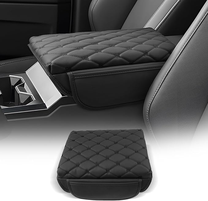 CDEFG for 2024 2025 Cybertruck Center Console Cover Armrest Cover for Tesla Cybertruck Accessories Arm Rest Protector with Side Pockets Back Mesh 4 Velcro Pockets