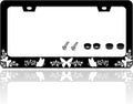 Black White Butterfly License Plate Frame Funny Butterflies License Plate Holder for Front or Rear Car Tags Reusable Durable Stainless Steel Car Decoration with Screws 6.3 X 12.2 Inch for Men Women