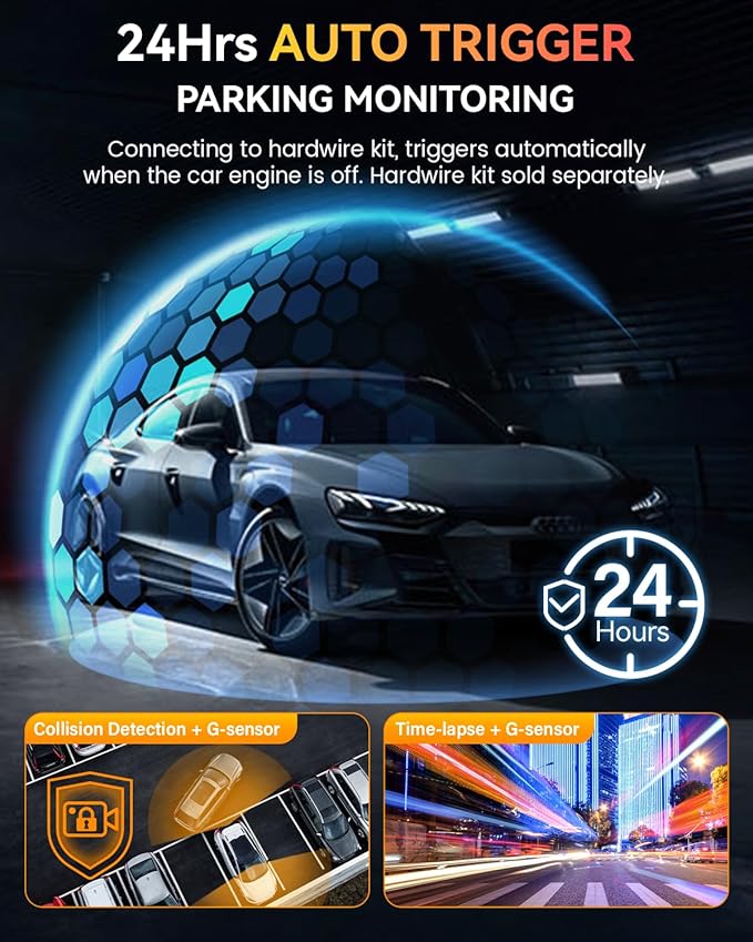 Dash Cam Front Rear 4K Built-in 5G WiFi GPS, Voice Control, 3.39 inch IPS Screen, Dual Dash Camera for Car Includes 64GB SD Card, Super Night Vision, 24H Parking Monitor, Supercapacitor, Type C, HDR