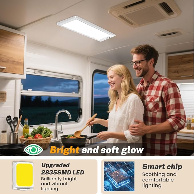 8 Pack RV Lights Interior,3 Color RV LED Super Bright Fixture,12V RV Ceiling Dome Light with ON/Off Dimmable Switch Energy Saving for RV/Camper/Car/Trailer/Boat