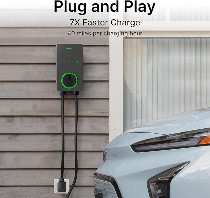 Autel Home Smart AI Level 2 EV Charger up to 40Amp, 240V, Indoor/Outdoor Fast Electric Vehicle Charging Station with Flexible 25-Foot Cable, NEMA 14-50 Plug, Dark Gray