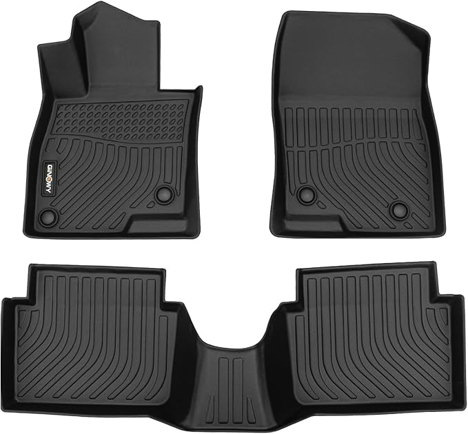 GINOWY- Floor Mats for Mazda 3 2018-2014 Only FWD, TPE All Weather Protection Car Mats for Mazda 3 2018 Non-Slip Floor Liners Waterproof Heavy Duty Automotive Accessories Black
