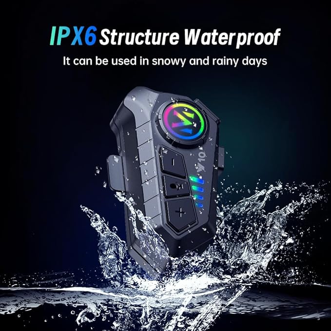 Motorcycle Helmet Bluetooth Headset, Outdoor Wireless Bluetooth 5.3 Headphone Speakers Noise Cancellation Intercom Communication Systems with IPX6 Waterproof/Strong Bass for Dirt Bike