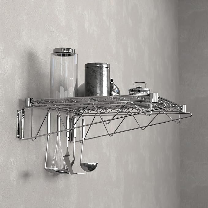 24" x 24" Chrome Wire Wall Mount Shelf