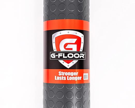 G-Floor Large Coin Pattern Vinyl Garage Floor Protector Mat (8'6" x 24', Slate Grey), Extremely Durable, Waterproof Parking Pad and Flooring
