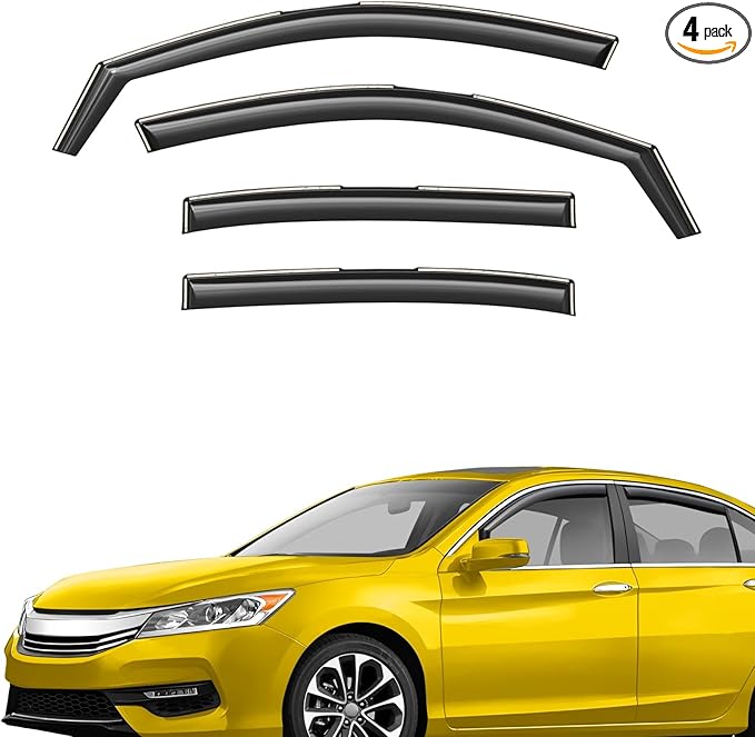Extra Durable Window Deflectors in-Channel Window Visors Rain Guards Fit for Honda Accord 2013-2017 Sedan, Sun Visors, Wind Vent for Shades, Exterior Car Accessories - 4pcs. AG0749