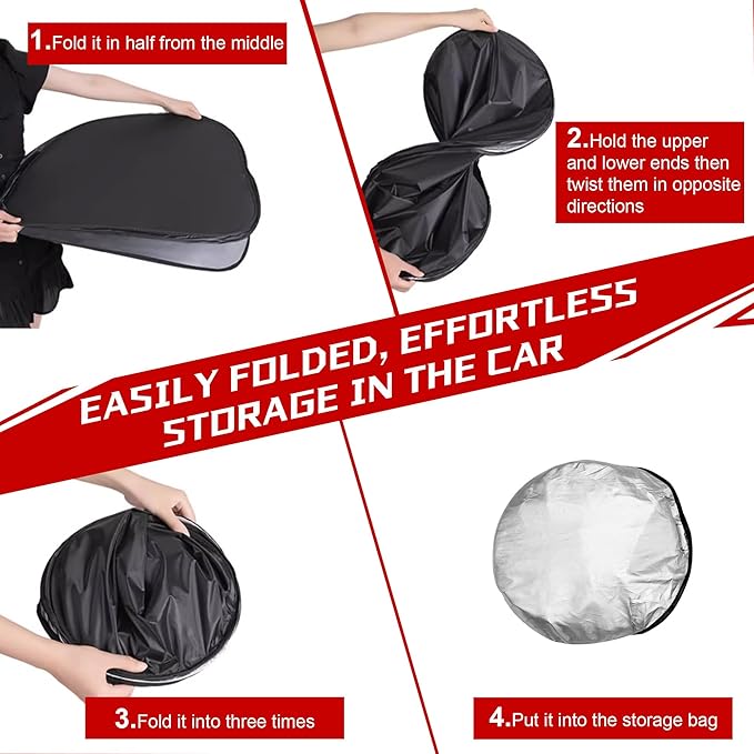 Windshield Sun Shade for 2015-2024 Ford Edge Foldable Sun Sunshade for Car Front Window Blocks UV Rays and Heat Automotive Interior Protector Custom Fit Accessories
