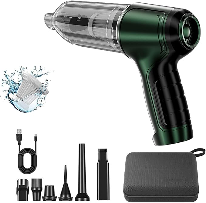Vortix Smart Car Vacuum/Air Blower,Vortix Electric Air Duster & Vacuum,12000pa High Power Brushless Motor Wireless Handheld Car Vacuum Cleaner with Washable Filter & Storage Bag (Green)