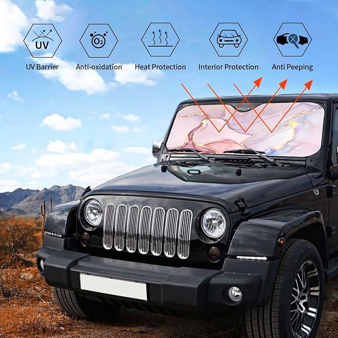 Marble Car Windshield Sunshade Front Window Sun Visor Protector Foldable Shield Cover for Truck SUV