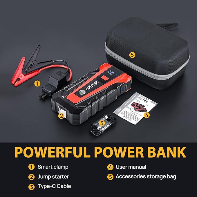 Scatach 011 3000A Car Battery Jump Starter,12V Jump Starter Battery Pack (up to 9.0L Gasoline and 7.0L Diesel Engine), Portable Jump Box with 3 Modes Flashlight and Jumper Cable