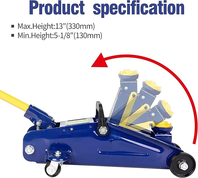 2 Ton Floor Jack - Car Hydraulic Trolley Jack Lift with 4000 Lbs Capacity for Home Garage Shop,Lifting Range 5.1"-13",Blue