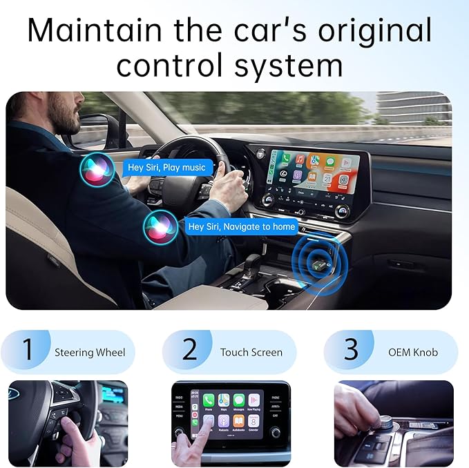 Wireless CarPlay Adapter for Apple iPhone 2025 Upgrade, Converts Factory Wired to Wireless, No Delay, Stable Connection, Mini Apple Carplay Wireless Adapter for iOS 10+ and Car from 2018+,USB/Type C