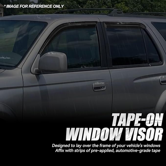 Auto Dynasty Set of 4 Carbon Fiber Pattern Window Visors Compatible with 1996 1997 1998 1999 2000 2001 2002 Toyota 4Runner, Tape-On Rain Guards Shield Vent Shade Deflector Glossy Black