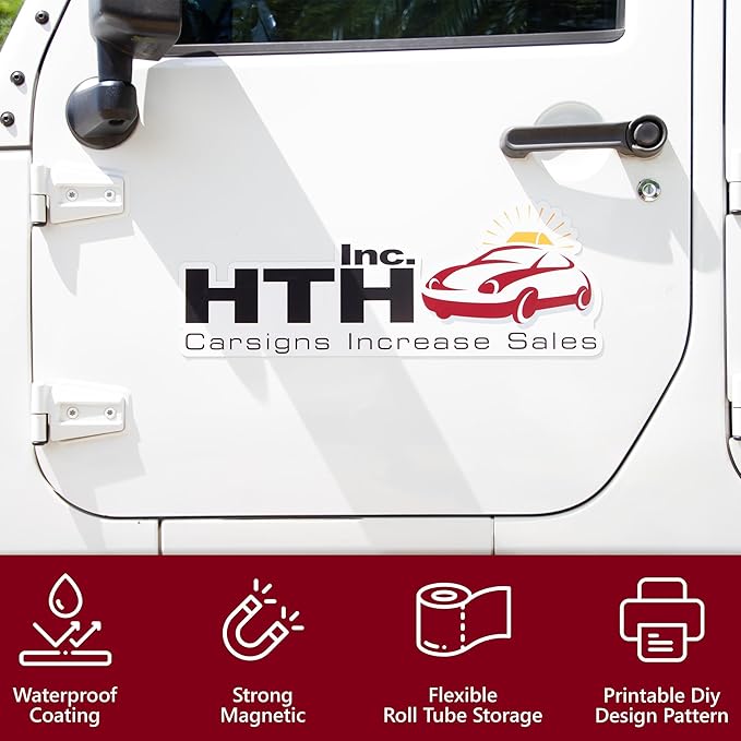 Custom Car Magnet Signs For Businesses - Personalized Car Magnets for Advertising and Vehicle Promotion - Advertising Magnets For Cars Door - Professionally Printed - Choose Your Text & Logo