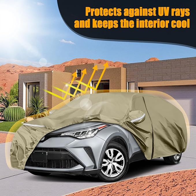 Waterproof Car Covers Replace for 2018-2025 Toyota C-HR, Multilayer Heavy Duty with Cotton Liner All Weather Car Cover with Zipper Door, Windproof Bands for Snow Rain Dust Protection