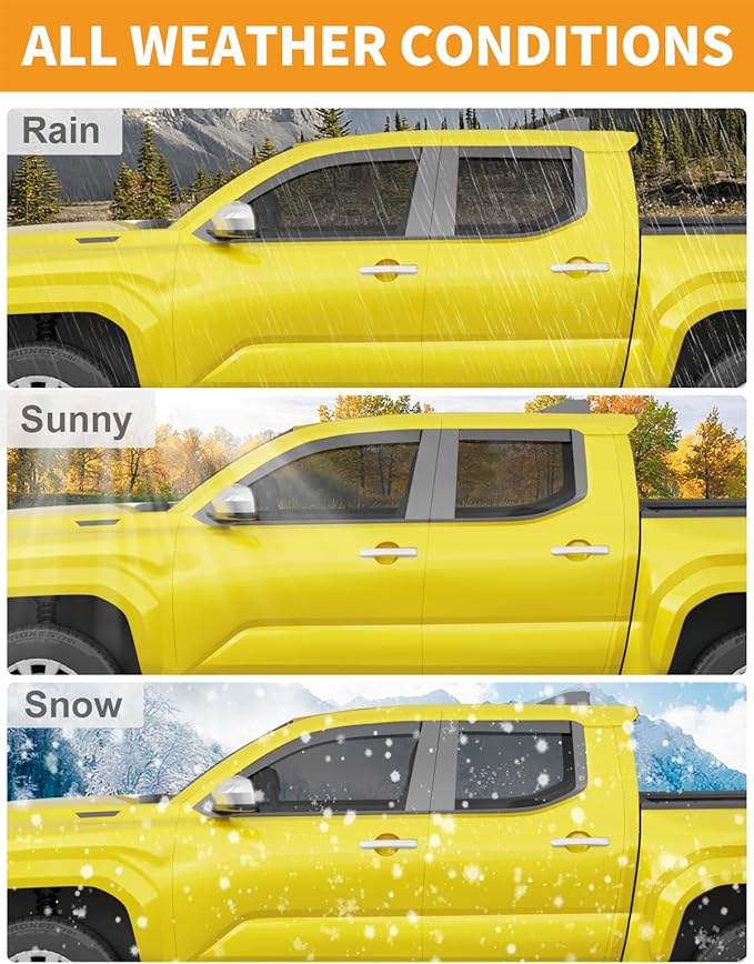 in-Channel Window Rain Guards Fit for Truck Toyota Tacoma 2024 2025 Double Cab with 4 Full-Size Doors Extra Durable Window Deflectors Vent Visors Shades Car Accessories Visors Rain Guards