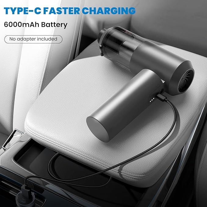 90° Foldable Car Vacuum Portable Cordless 16000PA Suction, 4-in-1 Mini Vacuum Cleaner with Brushless Motor, Handheld Vacuum for Car, Home,Office