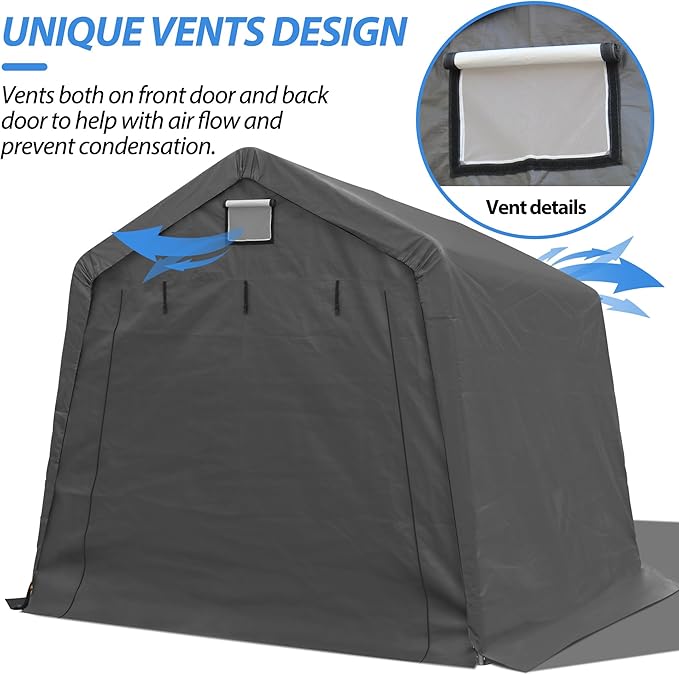 10' x 10' Outdoor Storage Shelter Shed, Portable Storage Shed Heavy Duty Portable Garage with Roll-up Zipper Door for Generator, Vehicles,Motorcycle