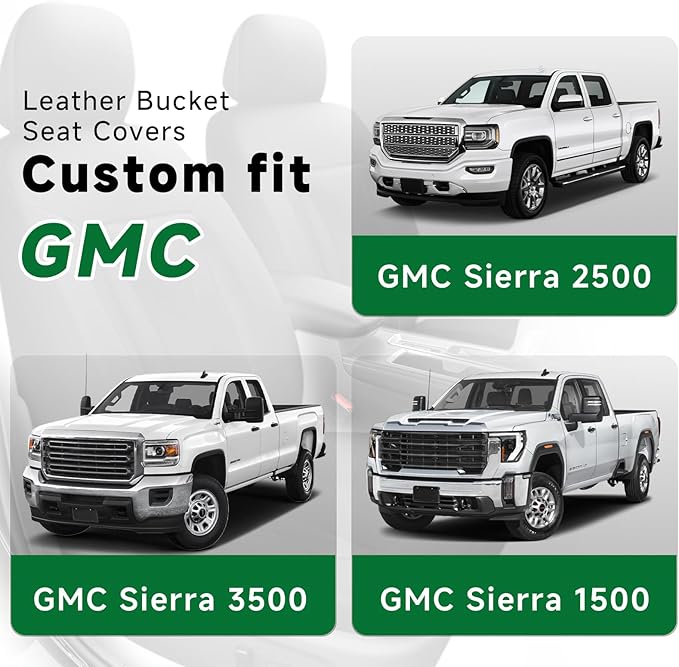 GIANT PANDA Fit GMC Sierra 1500 2500 3500 Front Car Seat Cover, 3D Air Mesh Breathable Seat Protector（Grey） 2-Pack