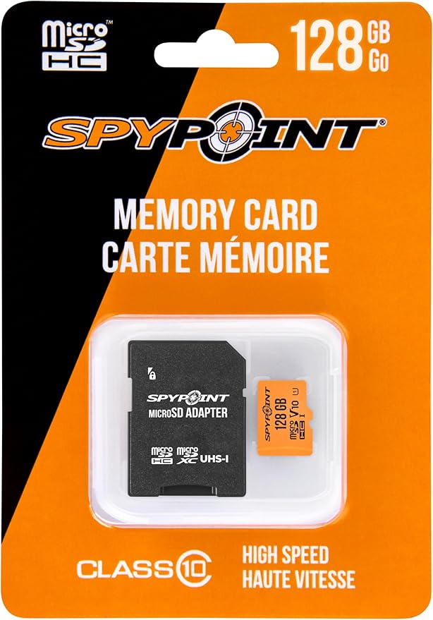SPYPOINT 128GB Micro SD Memory Card Trail for Cameras | Adapter Media Storage for Trail and Game Cameras Designed | Used in Hunting and Trail Cams
