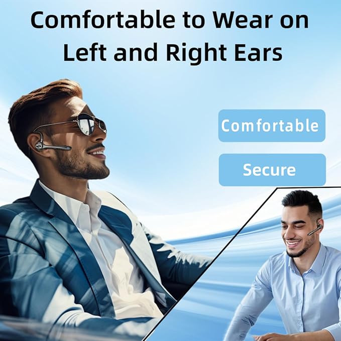 Earbuds Bluetooth Headset Wireless Earpiece with Noise Canceling Microphone 160H Standby Time Hands Free Headphones Single Ear Earphones for IOS Android Samsung Cell Phones Business Home Office Gaming