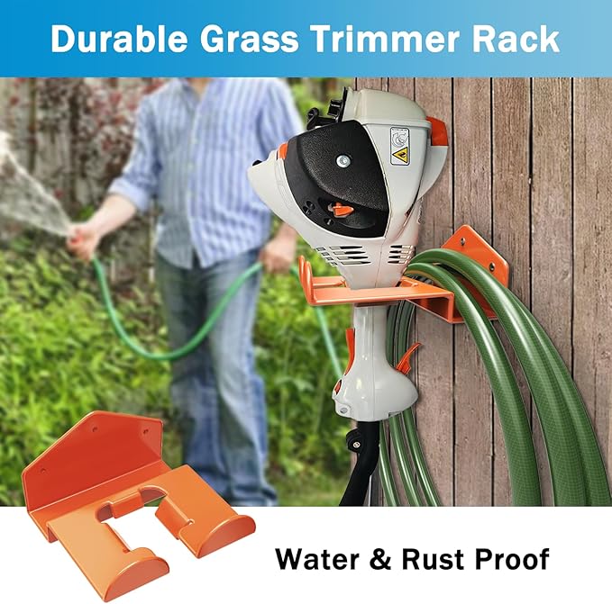 Weedeater Hanger Wall Mount Garage Organizer Trimmer Rack for Garage Wall, String Trimmer Hanger Heavy Duty Weed Wacker Hooks 2 Pack