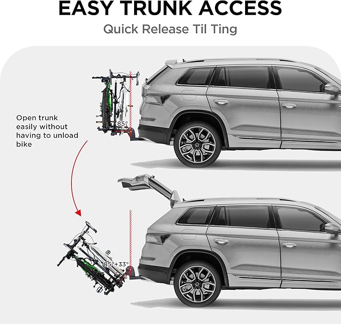 Rockland Foldable 2-Bike Rack with Lock, 200 lbs Capacity, Hitch Mount Bike Rack, Fits up to 5" Fat Tire Width and 50" Wheelbase, Bike Carrier Rack for 2" Receiver for Cars SUVs Vans RVs