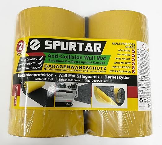 Spurtar Garage Wall Protector, Waterproof Garage Parking Aid Car Door Protector Self Adhesive Corner EVA Foam Wall Bumper Guards Padding for Door Ding Protection Black,157" x 8" x 1/4"