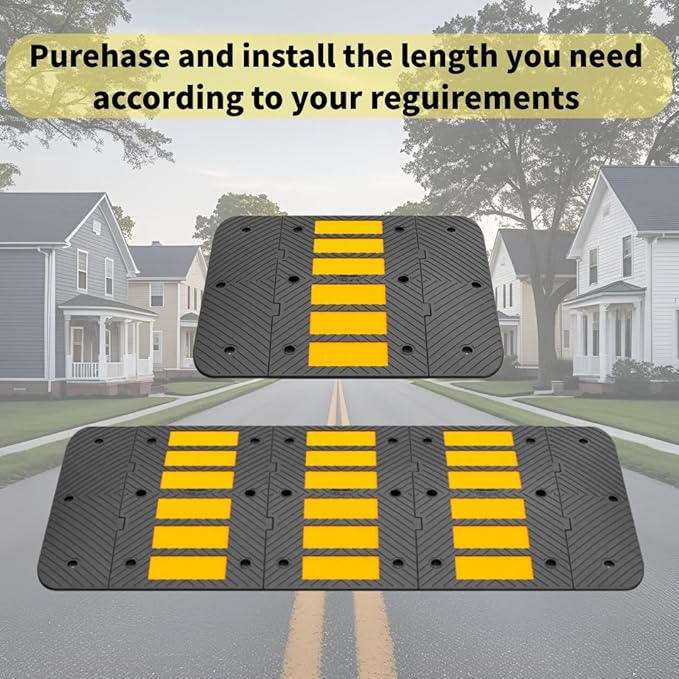 Speed Bumps for Driveway 35"x10"x1.8" Flexible Installation Connect Multiple Units for Any Road Width Asphalt Concrete Gravel Driveway (Left and Right Ends)