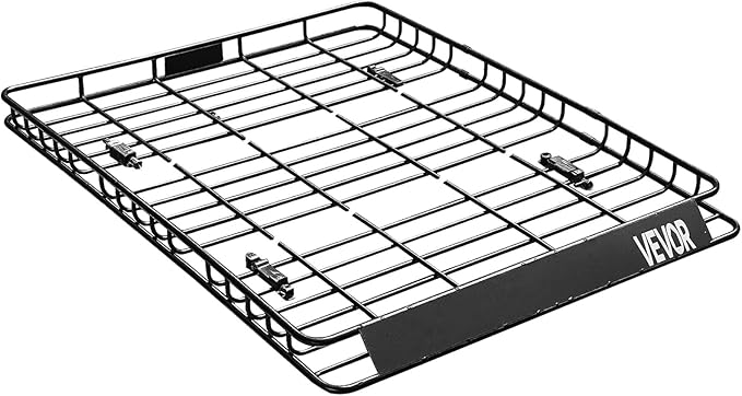 VEVOR Roof Rack Basket, 64 x 50 x 4.1 in, Universal Rooftop Cargo Carrier with Two 35.4 x 39.4 in Cargo Net,150 lbs Max Car Top Luggage Holder, 4.1 in Fence, Anti-Rust Alloy Steel, for SUV Truck Car