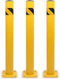 BISupply Safety Bollard Post Parking Barrier 3 Pack - 42in Yellow Pipe Bolt Down Bollard for Garage Lot