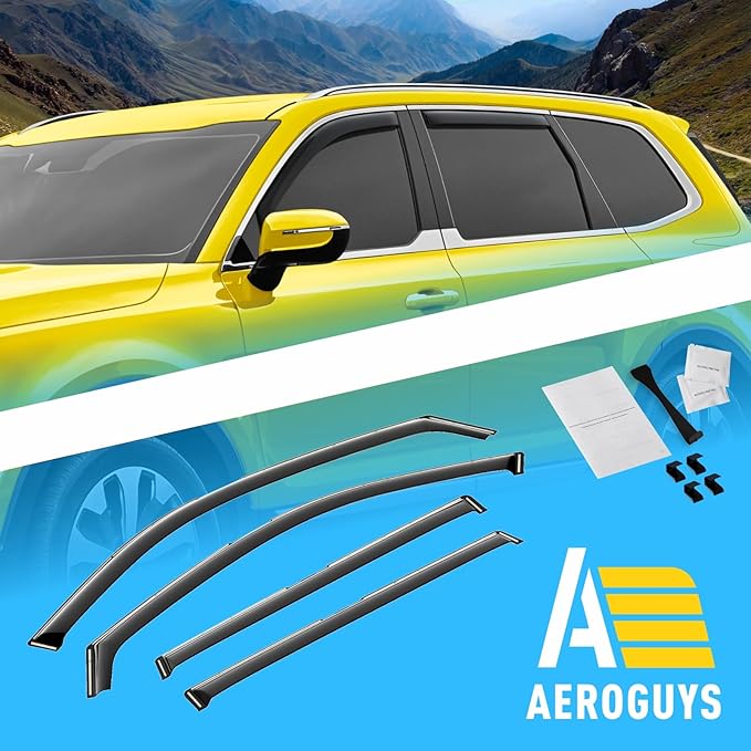 Extra Durable Window Deflectors in-Channel Window Visors Rain Guards Fit for Kia Telluride 2020-2025, Sun Visors, Wind Vent for Shades, Exterior Car Accessories - 4pcs. AG0770